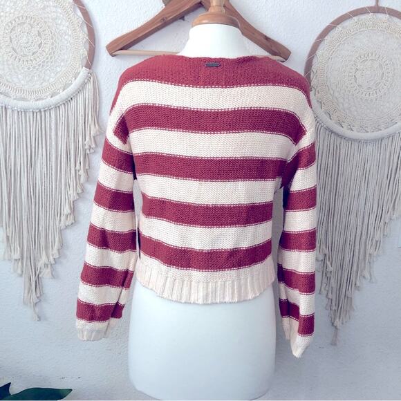 Billabong burnt orange and cream striped cotton crop sweater medium NEW - Picture 3 of 5